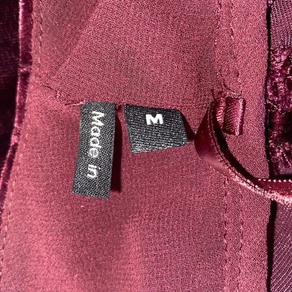 THE Kooples Burgundy Mini Velvet Dress Silk Blend Size M - Picture 11 of 16